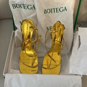 Bottega Veneta The Line Gold Sandal